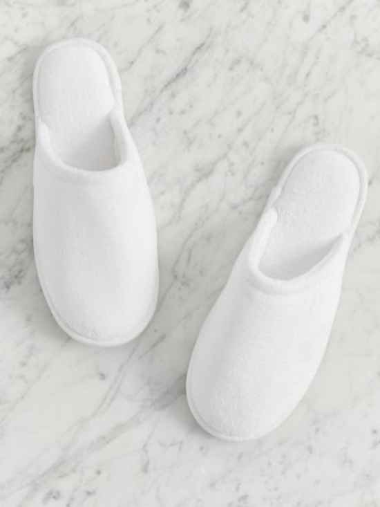 Pottery Barn Shoes - New! Pottery Barn Retreat Standard Slippers White Velour Size M Womens 8-9